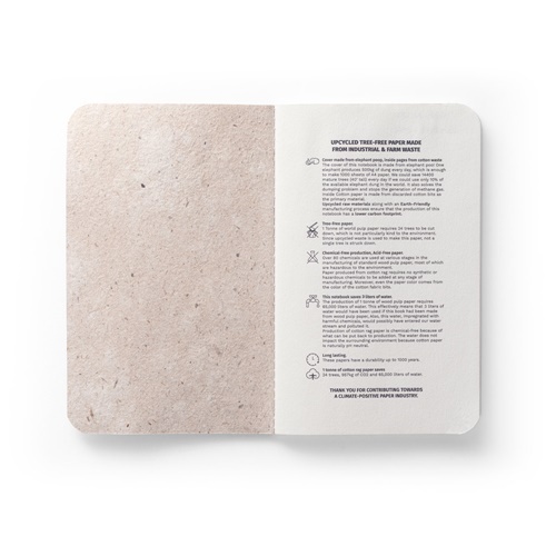 natural claro ORGANIC SOFT. Bloc de notas A6 con tapa flexible fabricado con materia orgánica de elefante (80%)