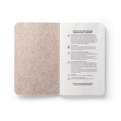 natural TEAPAD SOFT. Bloc de notas A6 con tapa flexible hecho a partir de residuos de hojas de té (65%)