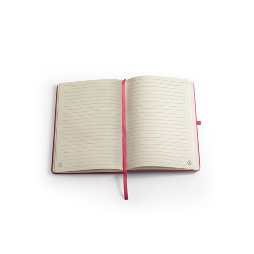 pink ANNE. Cuaderno A5 en poliéster reciclado (100% rPET) con páginas a rayas