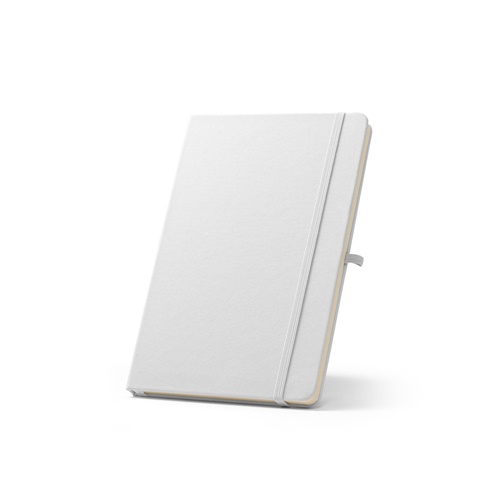 blanco ANNE. Cuaderno A5 en poliéster reciclado (100% rPET) con páginas a rayas