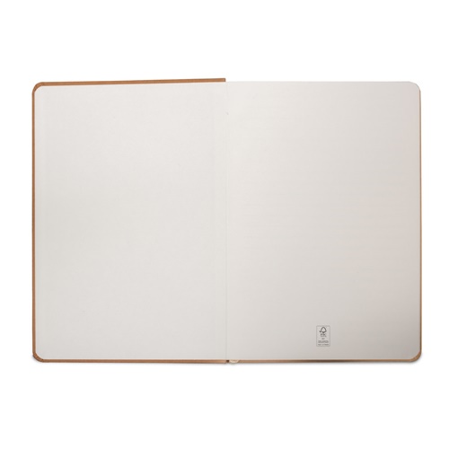 marrón claro HUXLEY. Libreta A5, fabricado con papel resistente al agua, con páginas a rayas fabricadas con un material certificado FSC™ y otros materiales controlados