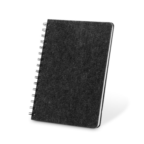 MISHIMA. Cuaderno A5 con tapa semidura de fieltro reciclado (100% rPET) con anillas y páginas rayadas