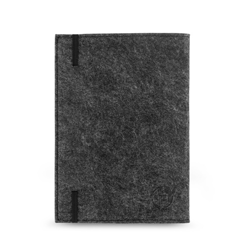 gris oscuro BALDWIN. Bloc de notas A5 con cubierta de fieltro reciclado (100% rPET) y páginas rayadas en papel 100% reciclado