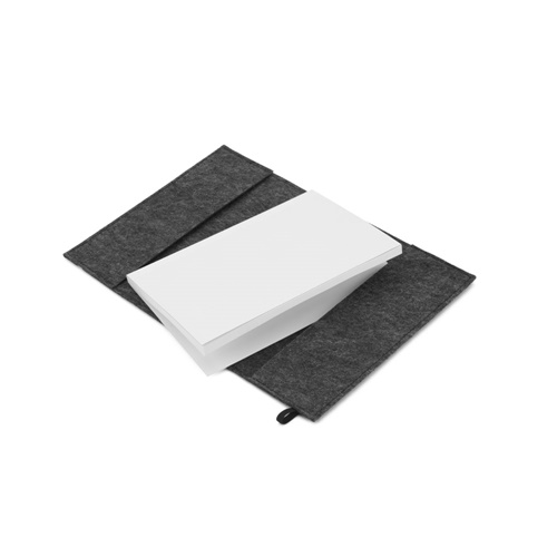 gris oscuro BALDWIN. Bloc de notas A5 con cubierta de fieltro reciclado (100% rPET) y páginas rayadas en papel 100% reciclado