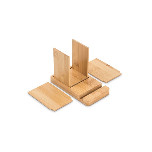 natural ERWIN. Juego de escritorio con soporte para móvil y vaso