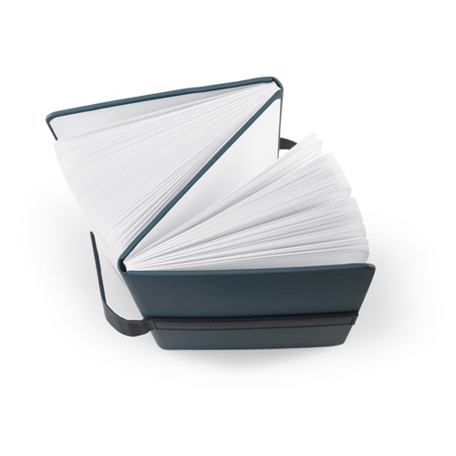 blue SANDERSON. Bloc de notas A5 de PU (50% reciclado) con dos bloques: páginas rayadas y páginas lisas