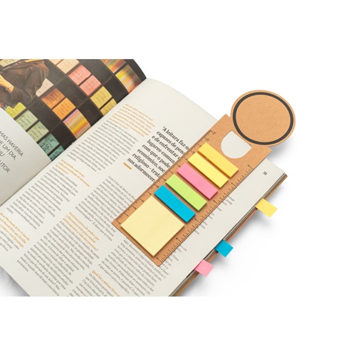 natural SAWYER. Set de oficina 3 en 1, elaborado con papel 100% reciclado, con tapa redonda e impresión negra por todo su perímetro