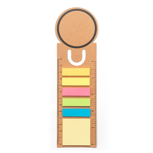 natural SAWYER. Set de oficina 3 en 1, elaborado con papel 100% reciclado, con tapa redonda e impresión negra por todo su perímetro