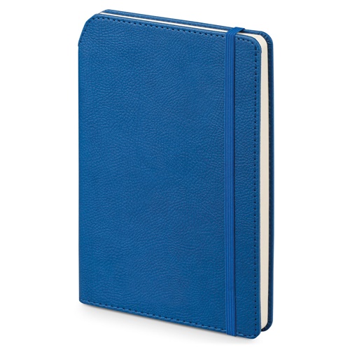 blue MORIAH. Bloc de notas A5 en PU con hojas rayadas, fabricado con material certificado FSC™ y otros materiales controlados