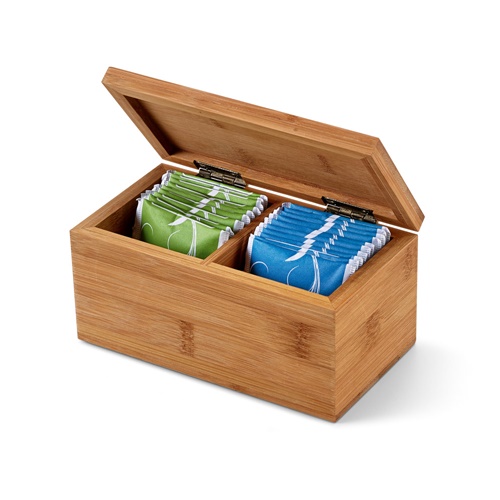 BURDOCK. Caja de té de bambú, con 2 compartimentos y cierre magnético