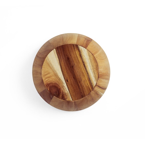 natural oscuro SAGE. Ensaladera redonda de madera de acacia