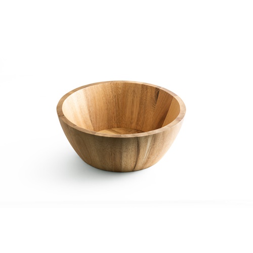natural oscuro SAGE. Ensaladera redonda de madera de acacia