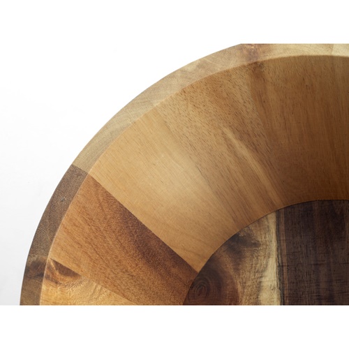natural oscuro SAGE. Ensaladera redonda de madera de acacia