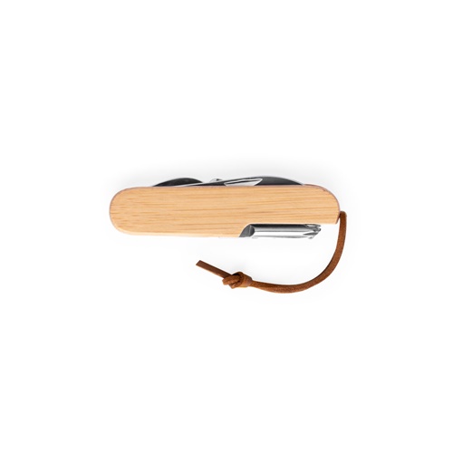 natural RYKER. Navaja multifunción de bambú y acero inoxidable con mango de PU