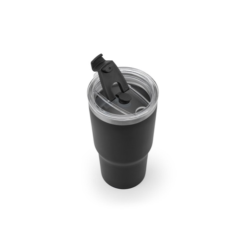JOYNER M. Vaso de viaje compacto de acero inoxidable (91 % reciclado) con aislamiento al vacío de doble pared y acabado mate de 600 ml