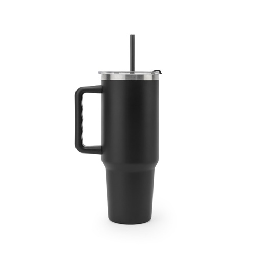 JOYNER XL. Vaso de viaje grande de acero inoxidable (91 % reciclado) con aislamiento al vacío de doble pared y acabado mate de 1300 ml