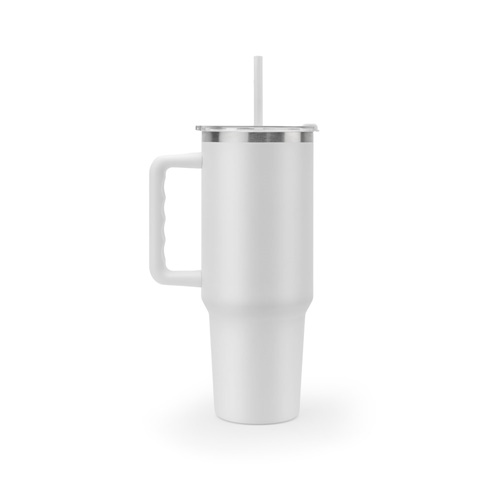 JOYNER XL. Vaso de viaje grande de acero inoxidable (91 % reciclado) con aislamiento al vacío de doble pared y acabado mate de 1300 ml