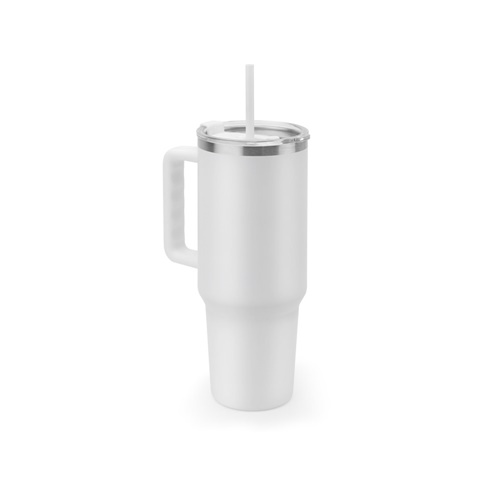 JOYNER XL. Vaso de viaje grande de acero inoxidable (91 % reciclado) con aislamiento al vacío de doble pared y acabado mate de 1300 ml