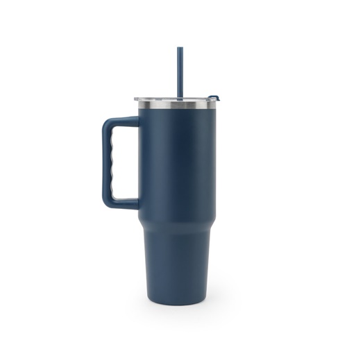 JOYNER XL. Vaso de viaje grande de acero inoxidable (91 % reciclado) con aislamiento al vacío de doble pared y acabado mate de 1300 ml
