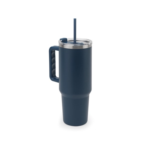 JOYNER XL. Vaso de viaje grande de acero inoxidable (91 % reciclado) con aislamiento al vacío de doble pared y acabado mate de 1300 ml
