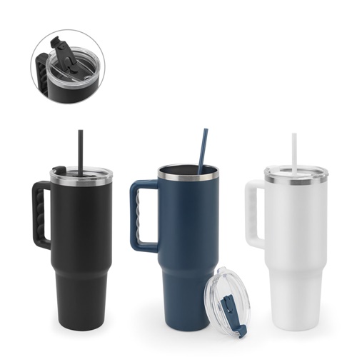 JOYNER XL. VASO DE VIAJE GRANDE DE ACERO INOXIDABLE (91 % RECICLADO) CON AISLAMIENTO AL VACÍO DE DOBLE PARED Y ACABADO MATE DE 1300 ML