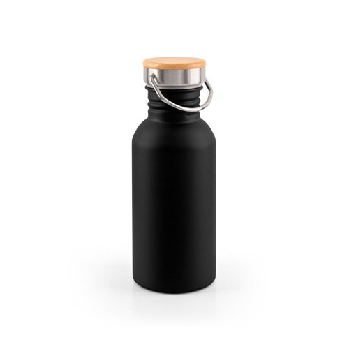 negro EWING. Botella de acero inoxidable de pared simple (90% reciclada)