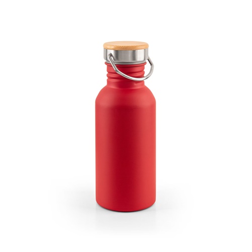 rojo EWING. Botella de acero inoxidable de pared simple (90% reciclada)