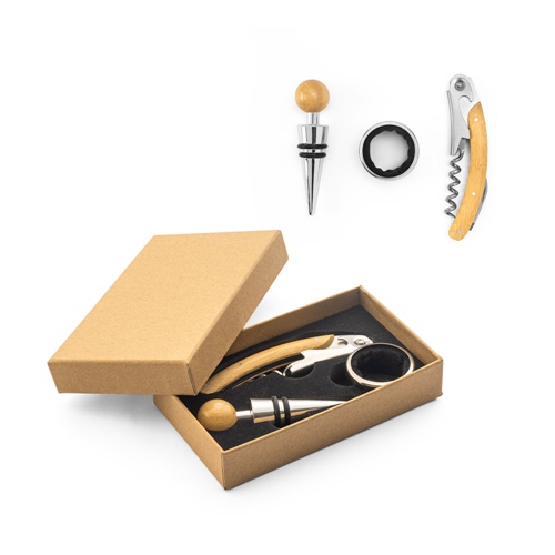 SAVORY. JUEGO DE VINO DE BAMBÚ Y ACERO INOXIDABLE