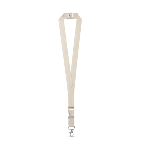 natural claro BALLINA. Lanyard de algodón 100% con mosquetón de metal