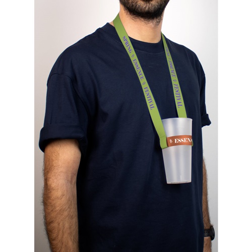 301 - blanco SHEFFIELD. SET Lanyard SUBLIMACIÓN Largo II (20 mm) Duo con lanyard de sublimación portavasos