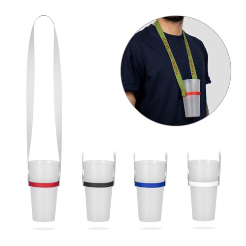 BOLTON. SET LANYARD SUBLIMACIÓN LARGO II (20 MM) DUO CON PORTAVASOS DE SILICONA