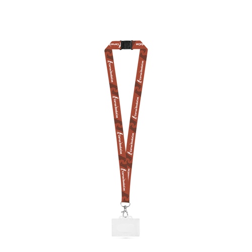 BARNSLEY. SET LANYARD SUBLIMACIÓN LARGO II (20 MM) EN POLIÉSTER RECICLADO (100% RPET) CON MOSQUETÓN DE 20 MM, CIERRE DE SEGURIDAD Y PORTA CREDENCIAL/TARJETA RÍGIDO 91 X 68 MM