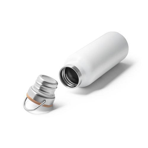 white RAGNAR. Botella de acero inoxidable (36% reciclado) con doble cuerpo 570 mL