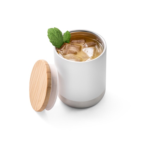 white NORRE TUMBLER. Vaso de acero inoxidable (36% reciclado) con pared doble de insolacion 370 mL
