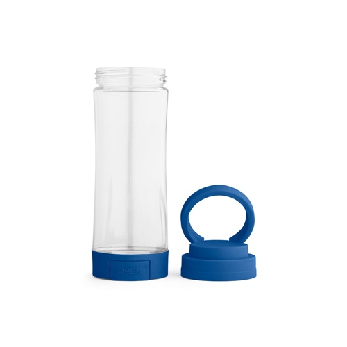 azul royal QUINTANA. Botella deportiva de vidrio