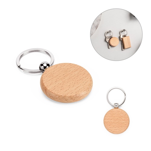 STEWIE ROUND. Llavero redondo de madera de haya