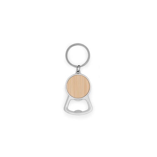 natural MEEKO. Llavero de hierro redondo de zinc y bambú