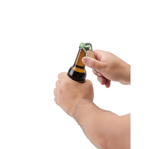 natural MEEKO. Llavero de hierro redondo de zinc y bambú