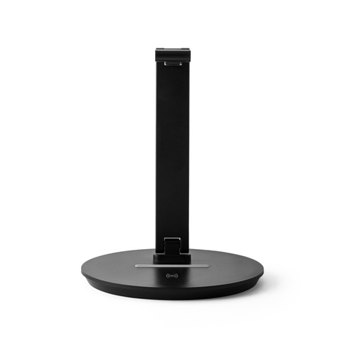 black GERST. Soporte para auriculares en ABS con cargador inalámbrico incorporado