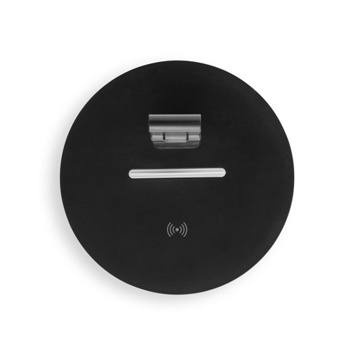 black GERST. Soporte para auriculares en ABS con cargador inalámbrico incorporado
