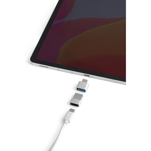 cromado satinado MINSKY. Set de 2 adaptadores USB-A / USB-C de aluminio