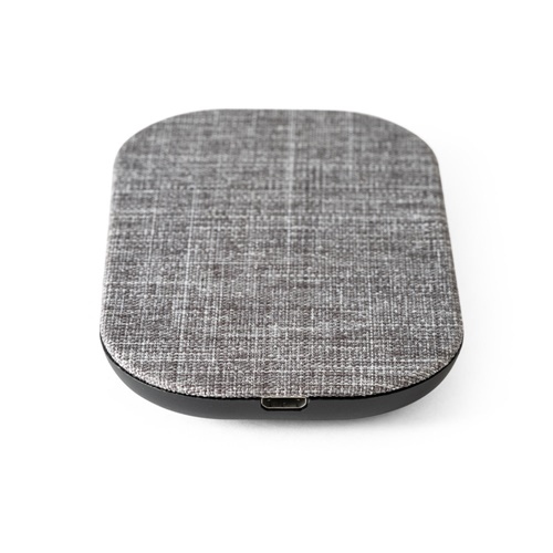 gray RENEWAL CHARGER. Cargador inalámbrico superrápido de 15W, fabricado en PET reciclado (100% rPET)