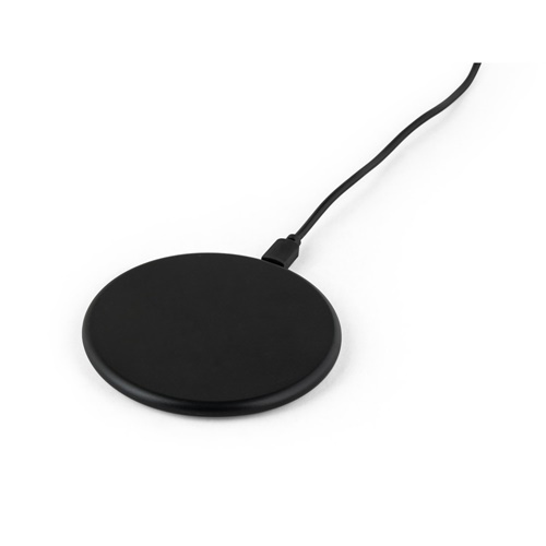 black SOVERY. Cargador inalámbrico superrápido de 10W, fabricado en ABS reciclado (100% rABS)
