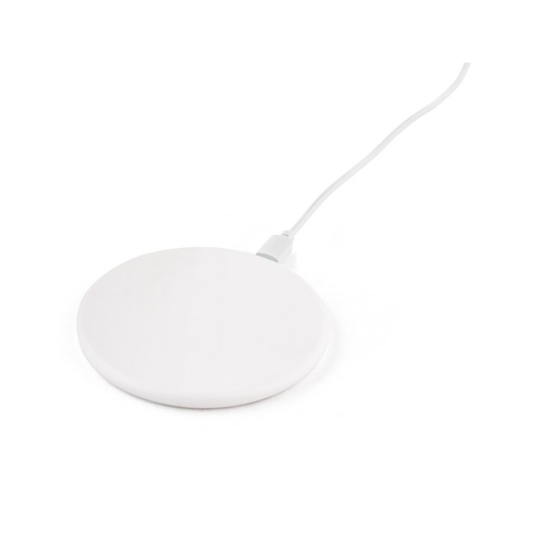 white SOVERY. Cargador inalámbrico superrápido de 10W, fabricado en ABS reciclado (100% rABS)