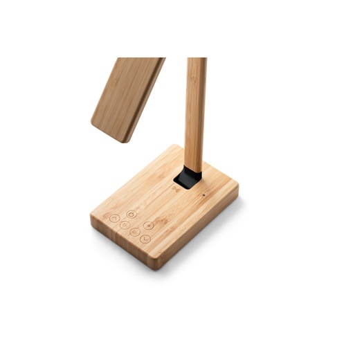 natural MOREY. Lámpara de escritorio plegable con cargador inalámbrico superrápido de 15W en bambú