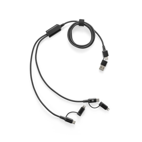 BERTOZZI. Cable USB superrápido 6 en 1 fabricado con aluminio reciclado (20 %) y PET reciclado (4 %)