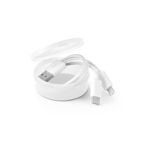 blanco EMMY. Cable USB 3 en 1 hecho en ABS y PVC