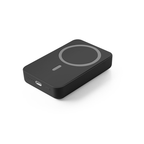 negro AMPERE 10. Power bank magnético de 10'000 mAh con cargador inalámbrico superrápido de 15W en ABS reciclado (100% rABS)