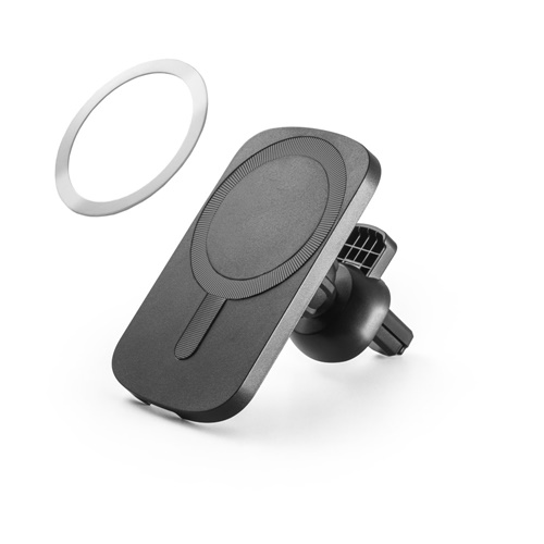 black KOCH. Soporte para smartphone para coche con cargador magnético inalámbrico de 15 W en ABS reciclado (100% rABS)