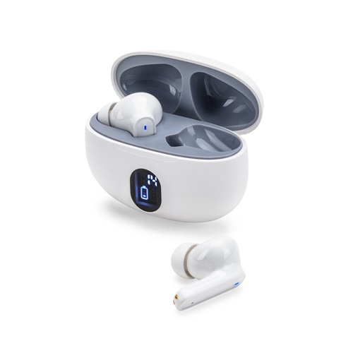 white CAETANO. Auriculares inalámbricos con 4 horas de autonomía en ABS reciclado (100% rABS)